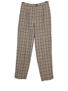 Vintage Pendleton 100% Virgin Wool Plaid Pleated Pants Trousers 6 Black Red